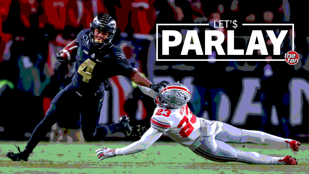 Let's Parlay, The Fan. Purdue's Rondale Moore stiff-arms an Ohio State defender in a game last year